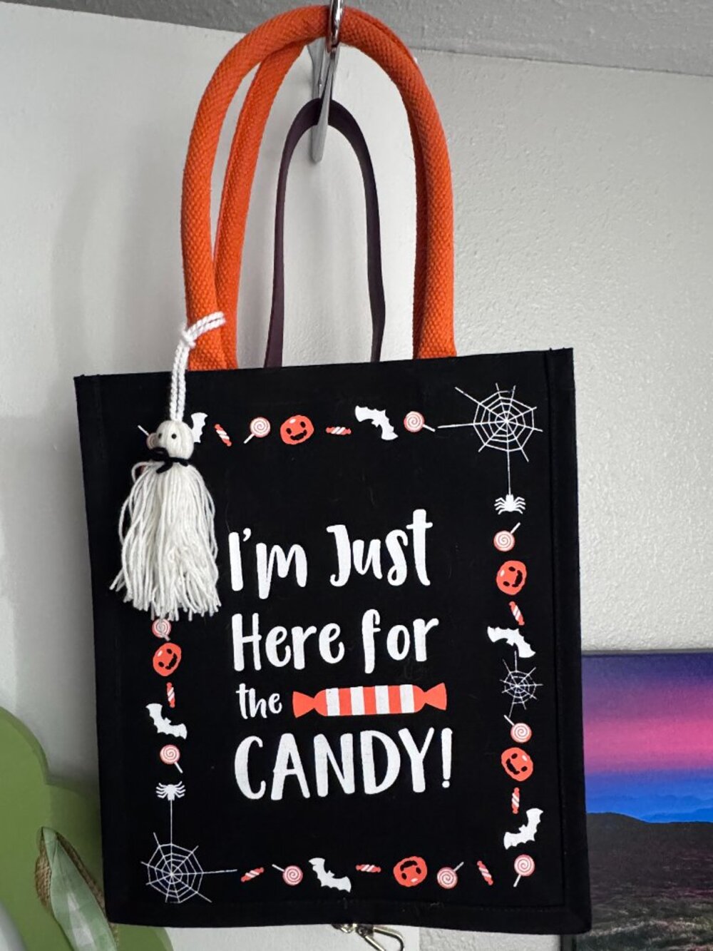 “I’m Just Here for the Candy!” Halloween Trick-or-Treat Tote Bag 🎃🍬